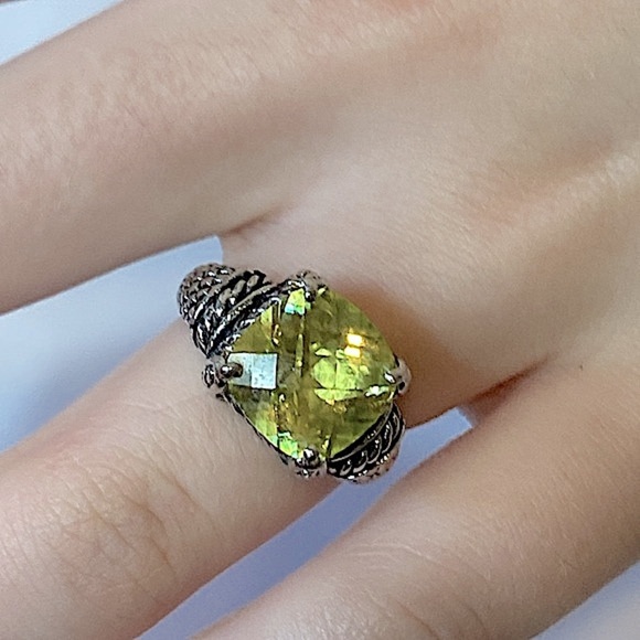 Premier Designs Jewelry - Premier Designs Silver Tone Ornate Ring with Large Citrine Center Stone